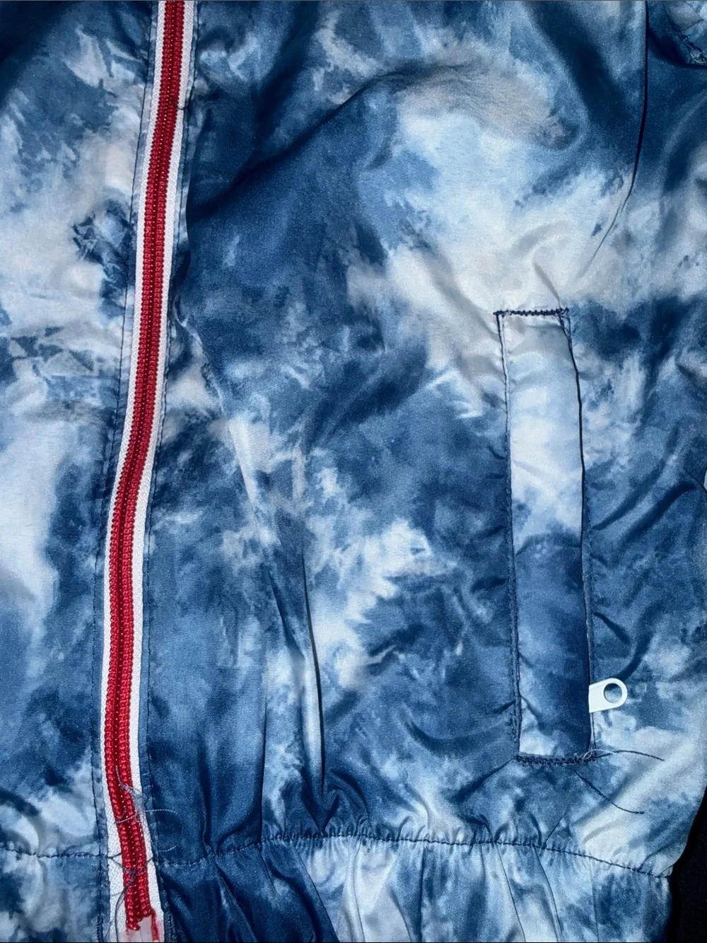 Blue Tie-Dye Hooded Windbreaker Jacket